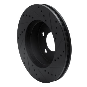 Jeep Liberty Brake Rotor (1) - Front Left - R1 Concepts - Drilled & Slotted - Black - `02-`07